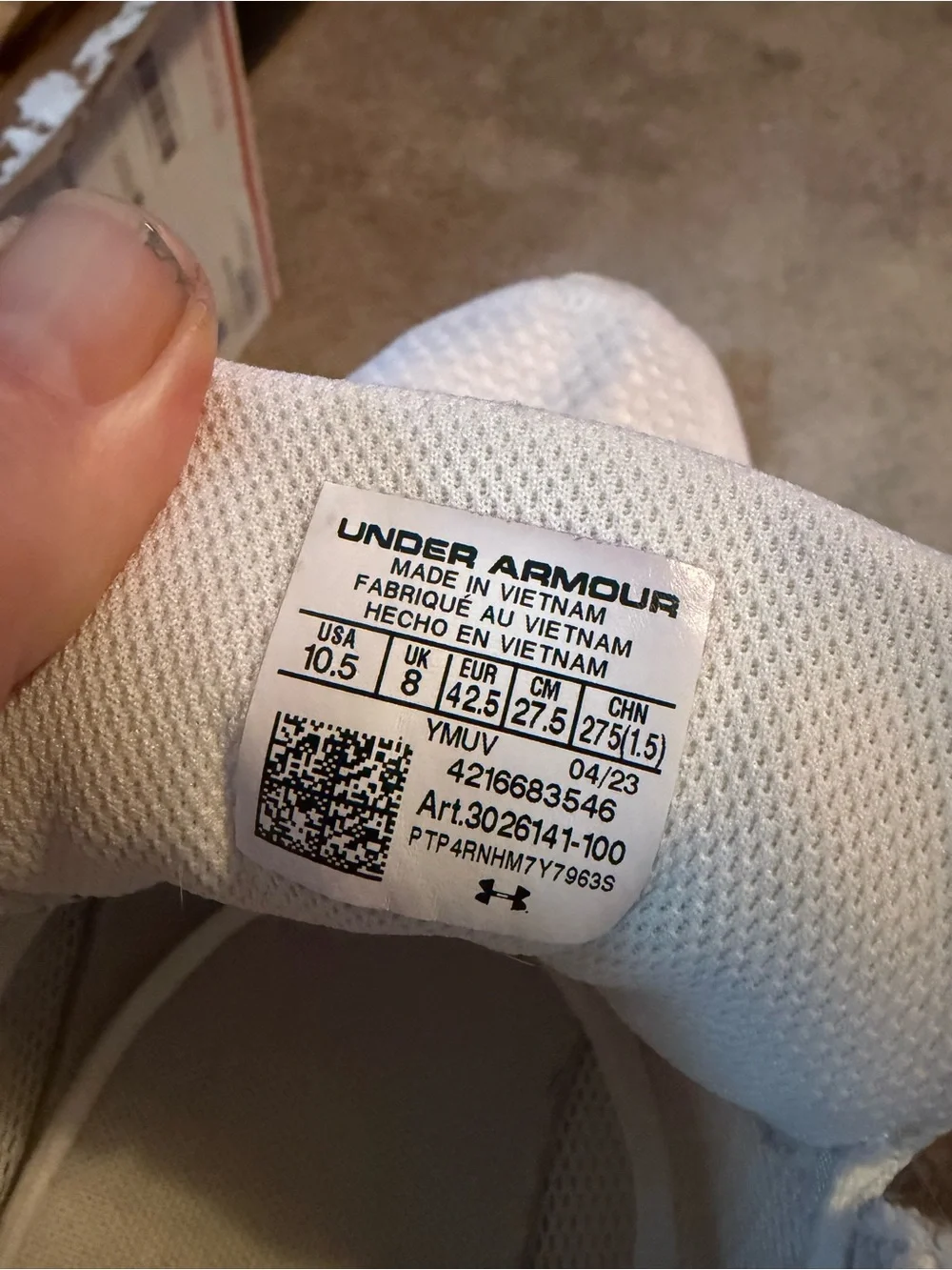 Under Armour Kids White Mesh Athletic Sneakers with Holographic Logo